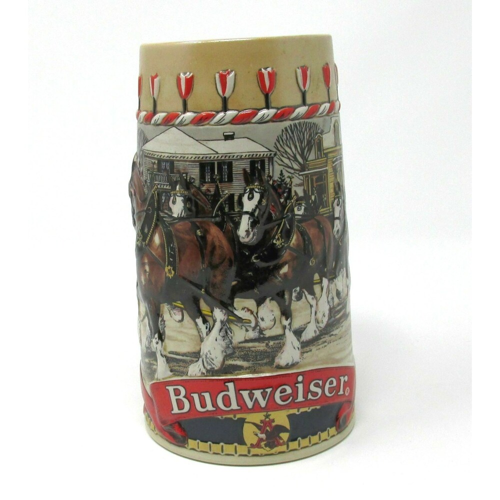 Budweiser Holiday Beer Stein Christmas B Series Clydesdale Collectible Mug 1986